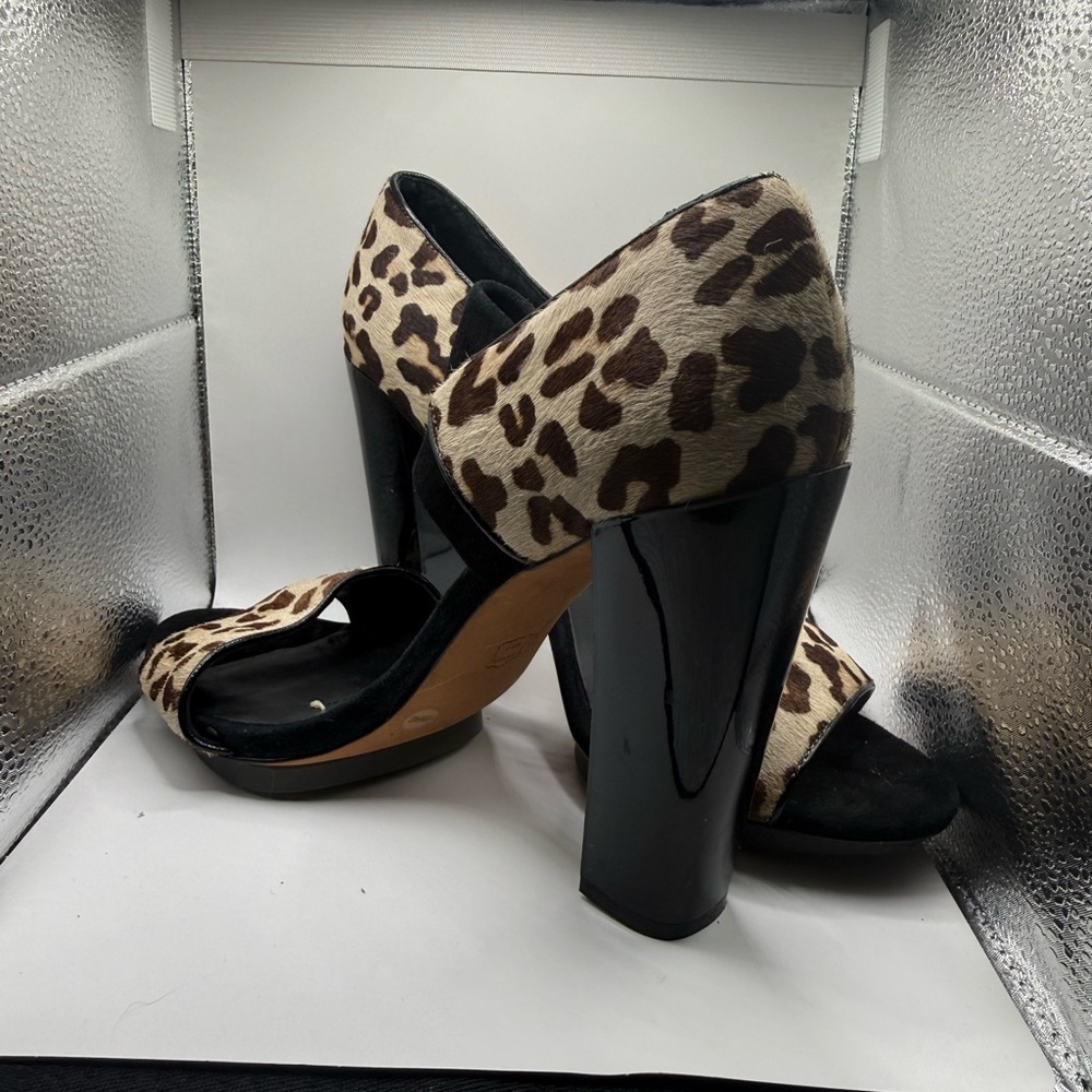 Leopard Print Block Heel Sandals - Women